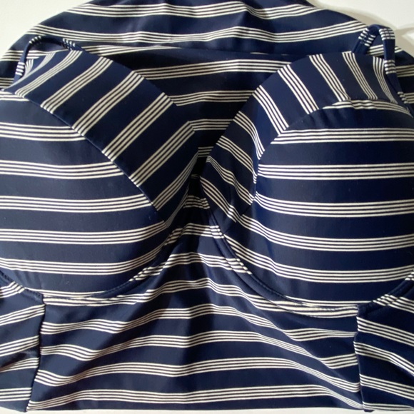 Merona Swimsuit One Piece Blue Stripes X Large String Halter - Picture 3 of 11